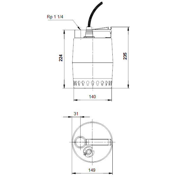 Drenažinis siurblys Unilift KP350-M-1, 10m GRUNDFOS