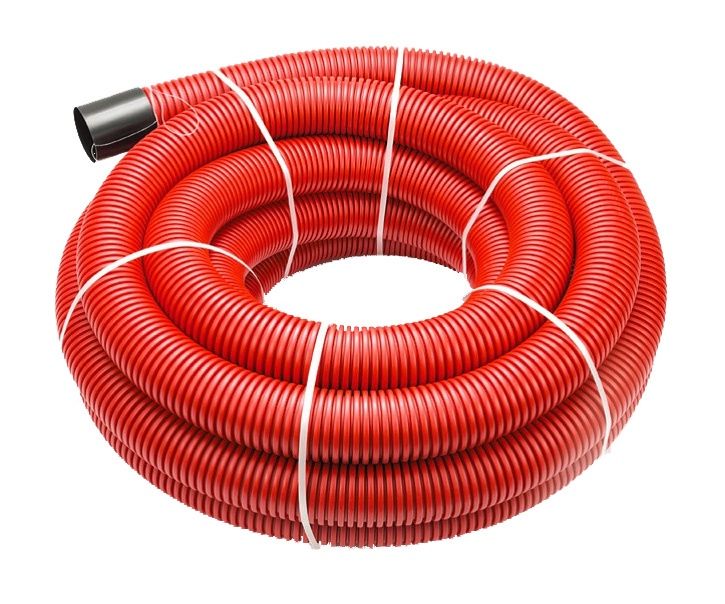 Gofruotas vamzdis - šarvas kabeliui 50 / 41 mm (50m), 450N, raudonas