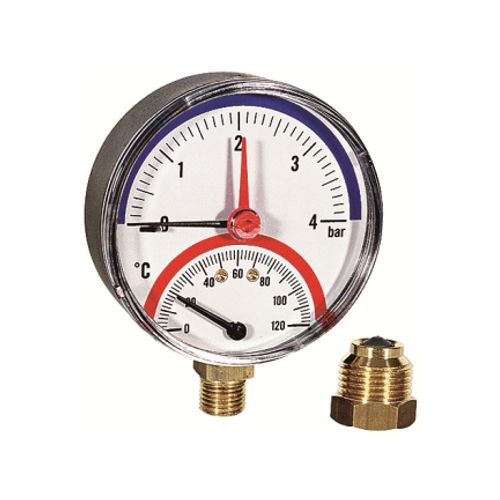 Termomanometras vertikalus 80 mm, 0 – 4 bar WATTS